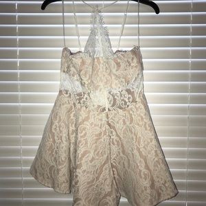 Lace nude halter romper NWT
